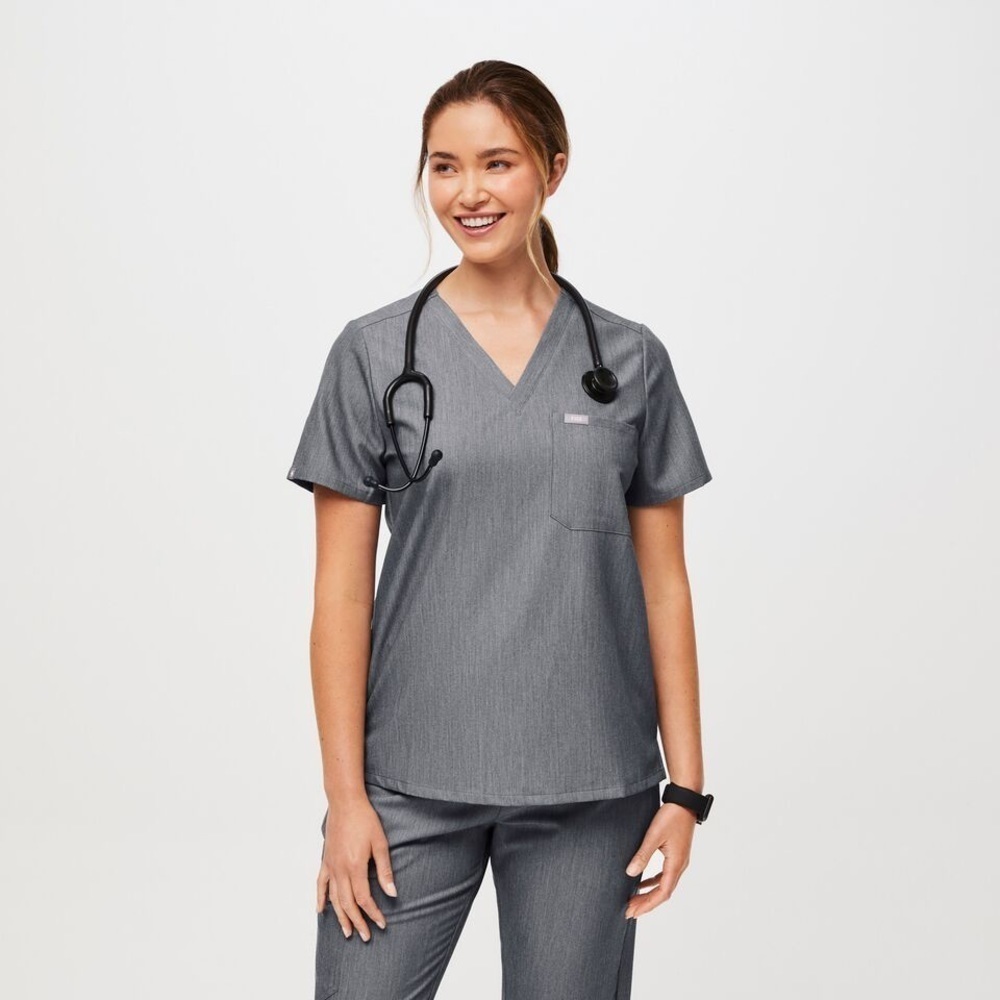 Figs Technical Collection Graphite Gray Catarina One Pocket Scrub Top EUC Size S